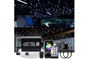 AKEPO 16W Fiber Optic Lights Star Ceiling Light Kit APP Control for Car & Home,Fibre Optical Cable Strands 150pcs 0.75mm 6.5ft/2m+28key Musical Remote Control