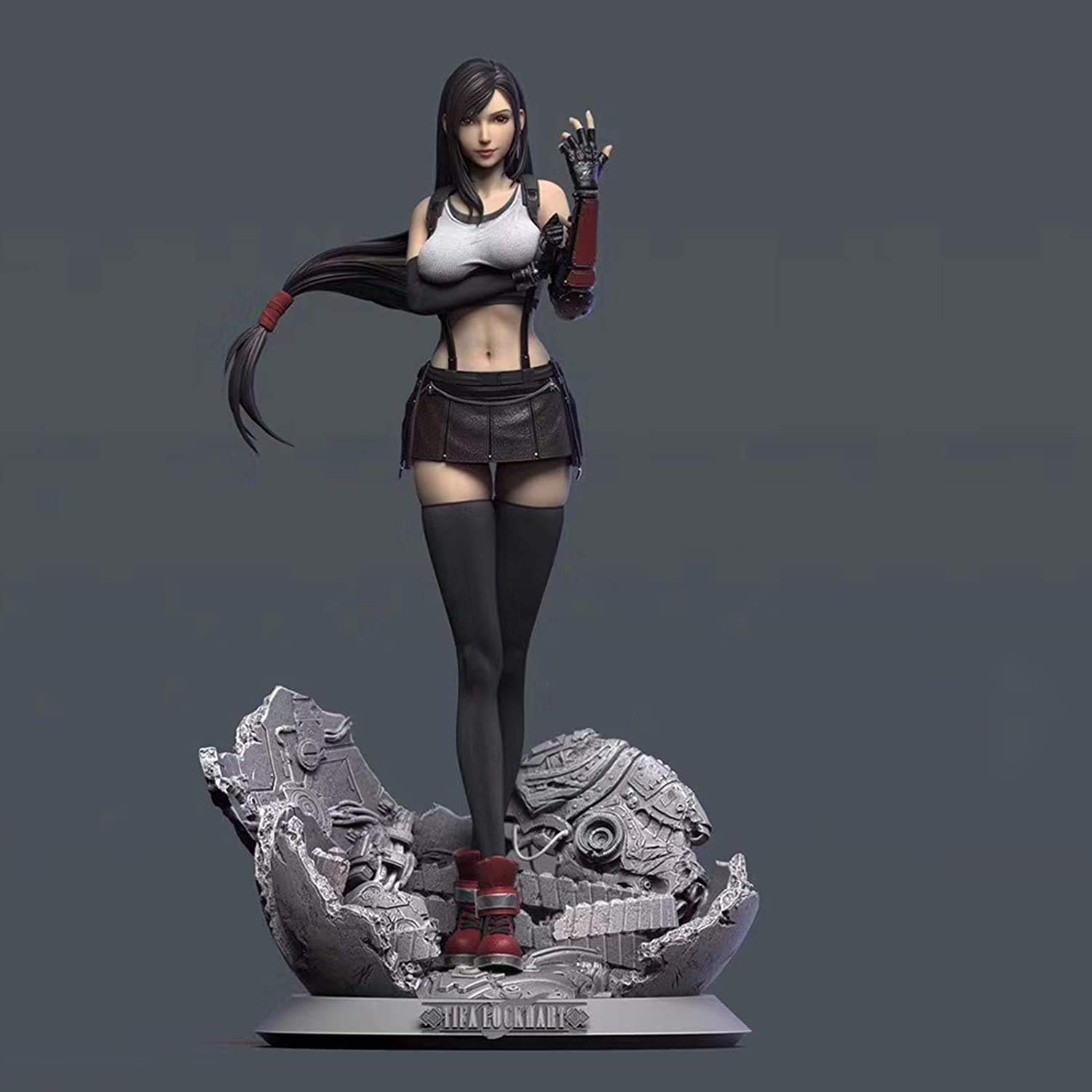 1/4 Final Fantasy VII Action Figures, Fighting Goddess Anime Collectible Model Statue, Tifa.Lockhart PVC Environmental Protection Materials Handmade Ornaments Gift for Women And Children