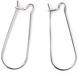 JGFinds Stainless Steel Ear Wire Hooks, 48 Pack Earring Findings, Secure Lock Kidney Wires - Teardrop Dangle 1 1/4 Inch