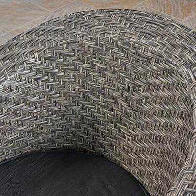 Christopher Knight Home 306022 Koch Outdoor Wicker Swivel Chair, Mixed Black and Dark Gray 61h4uIWBVFL