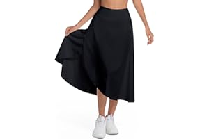 Plus Size Women's High Waist Wrap Skirt with Shorts Slit Ruffle Maxi Skirt Asymmetric Skort Flowy Skirts with Pockets