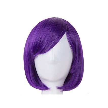 Amazon Com Trouek Oblique Bangs Short Wavy Wigs Purple Red Blue
