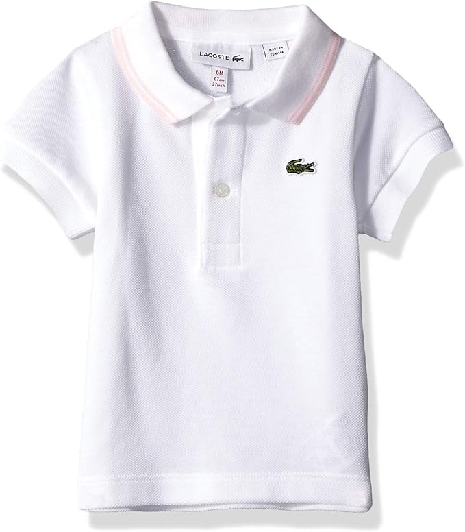 Lacoste Baby Infant Layette Short Sleeve Pique Semi Fancy Polo Gift Box, White