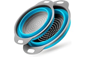Collapsible Colander, 2 Pcs Silicone Collaspsible Strainer for Draining Pasta, Vegetable and Fruit