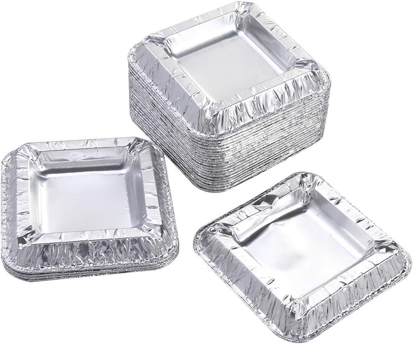 Vosarea 25Pcs Square Aluminum Ashtray Foil Unbreakable Disposable Cigar