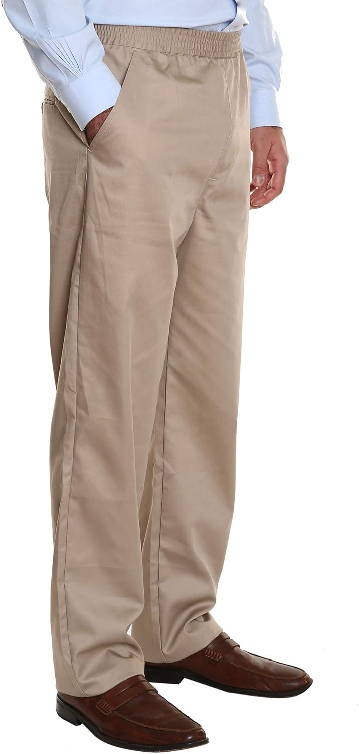 Pembrook Men's Full Elastic Waist Twill Casual Pant at  Men’s Clothing store