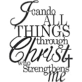 OYEFLY I Can Do All Things Through Christ Metal Wall Art,Metal Christian Wall Decor (Black)