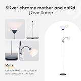 MiniSun Modern Metallic Silver 2 Way Floor Lamp Mother Father Child view 2