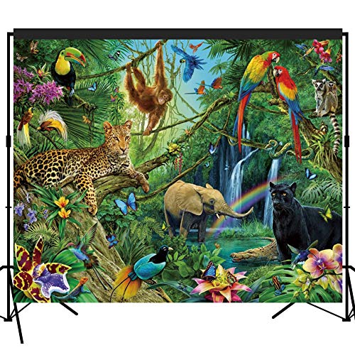 musykrafties Tropical Rain Forest Adventure Scenic Backdrop Large Banner Photography Studio Fabric Background Photobooth Prop 7x6feet #2191