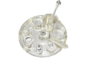 BENGALEN Silver Plated Pooja Thali Set 8 Inch Festival Ethnic Puja Thali Gift for Diwali Home Temple Office Wedding Return Gift Items