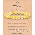 Healing Crystal Bracelet for Women Men,Relief Anxiety Yoga Bracelet, 8 mm Natural Stone Citrine Jade Beaded Stretch Bracelets,Semi-Precious Gemstones Energy Bracelet Inspirational Jewelry