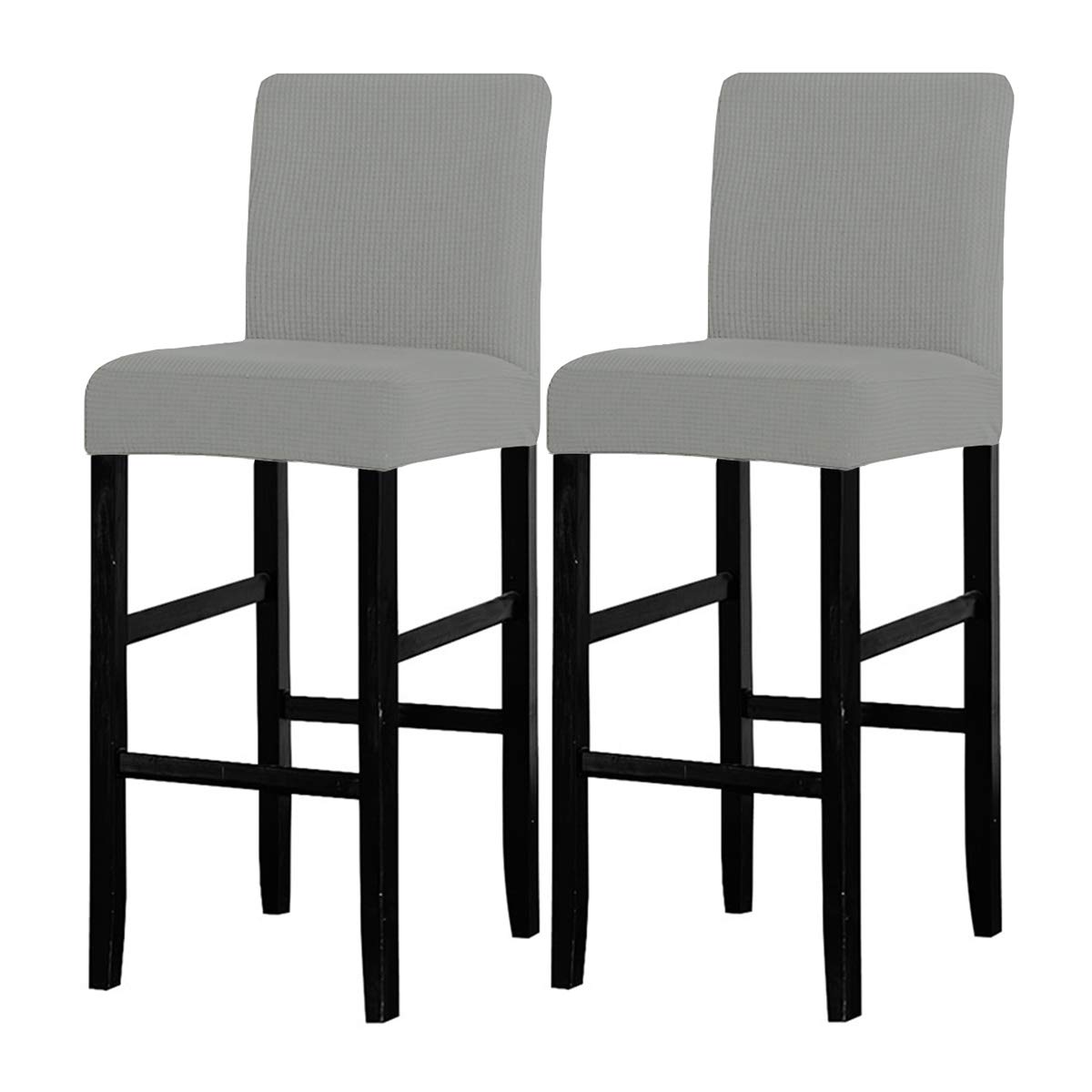 LANSHENG Bar Chair Stool Covers, Stretch Removable Washable Chair Slipcover for Short Swivel Dinning Chair Back Chair Bar Stool Chair (Light Grey,2 Pcs)