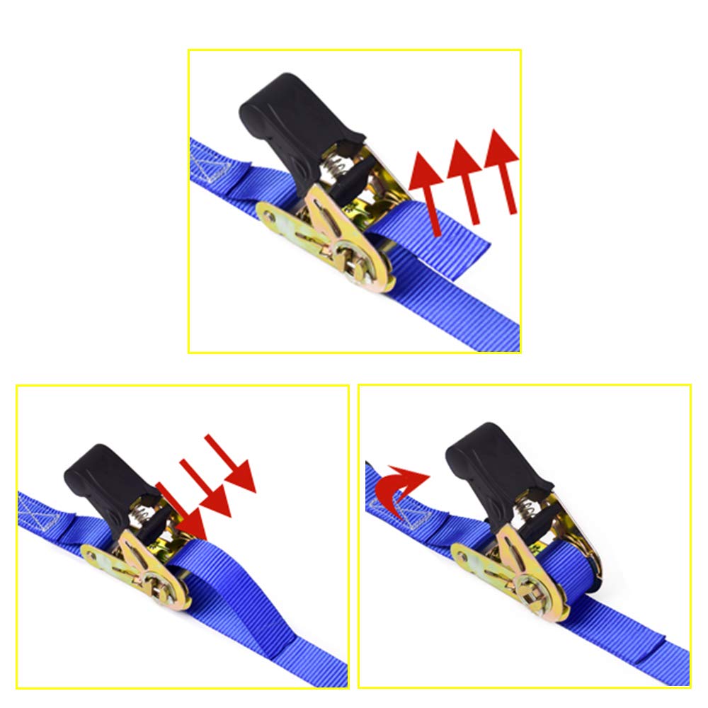 TIE Down Strap Ratchet Tie Down Straps - 4 Pk-15 Ft 1500 Lb Break Strength - Cargo Straps for Securing Motorcycle, Kayak, Truck, Trailer and Boat Lawn Equipment- Includes 4 Soft Loops