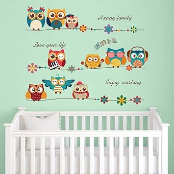 Amazon Com Decalmile Cartoon Owl Kids Wall Stickers Music Note