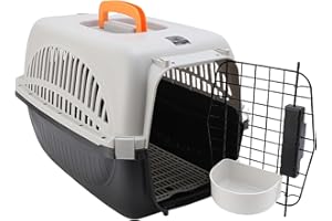 FABATER Pet Carrier, Hard Sided Dog Travel Carrier, Portable Cat Carrying Box with Food Bowl, Portable Pet Carriers for Outdoor Travel, Home (Black)
