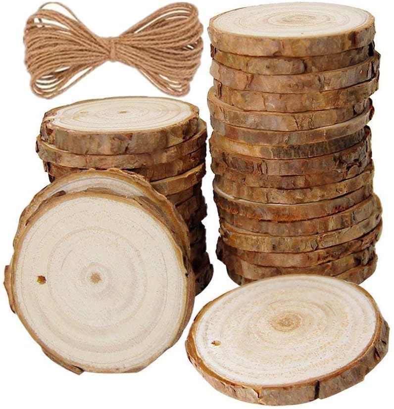 Natural Wood Slices Unfinished Predrilled Round Wooden