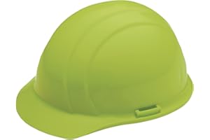 ERB SAFETY 19760 Hard Hat, Front Brim, Lime, 4-pt.Slide-Lock, Flourescent Lime, Medium