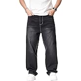 Semshedy Men's Baggy Jeans Wide Leg Jean Hip Hop Skater Streetwear Loose Fit Denim Pants 90s Style Vintage