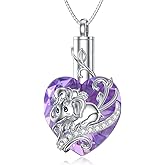 VONALA Elephant Urn Necklaces for Ashes 925 Sterling Silver Elephant Cremation Jewelry for Ashes for Women