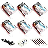 HOBBYTIGER 6-Pack 3.7V 150mAh Battery for Eachine E010 JJRC H36 Mini UFO Quadcopter Drone