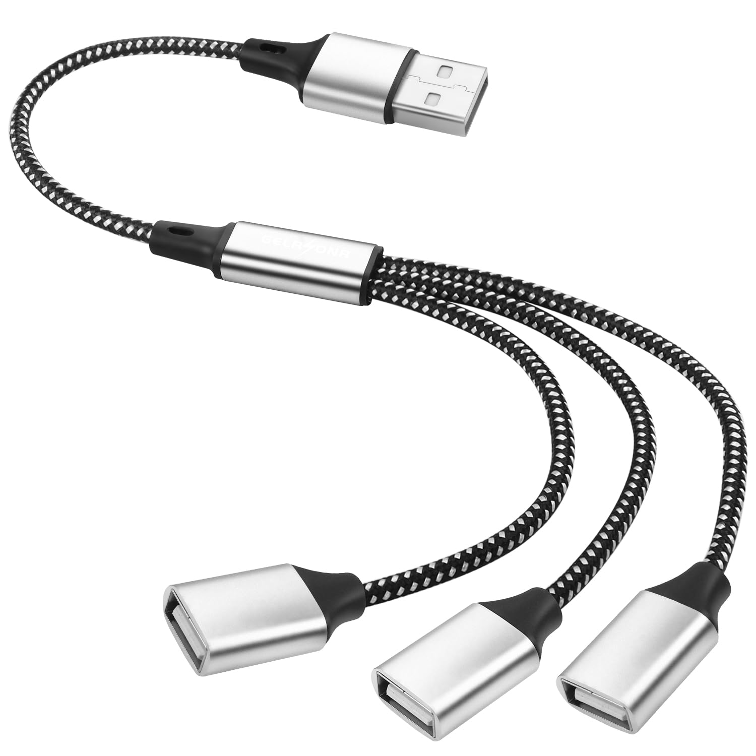GELRHONR USB Splitter Y Cable - USB A Male to 3 Female Extension Cord, 3 Port for Printer, Keyboard, Flash Drive, Laptop, LED