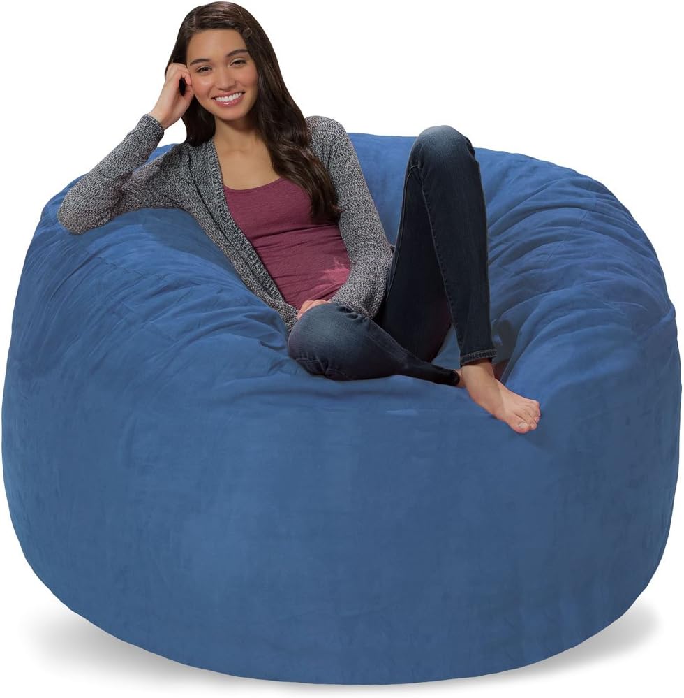 Jet Black Cords Comfy Sacks 5 Ft Memory Foam Bean Bag Chair Game Recreation Room Furniture Go Home Kitchen