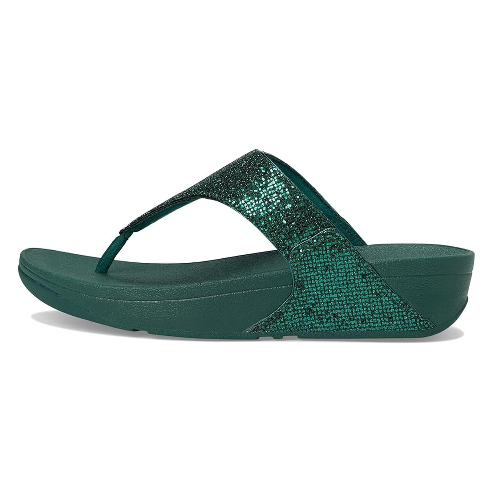 FitFlop Lulu Glitterball Toe-Post Sandals, Color: Metallic Deep Teal, Size: 8 (IF9-B91-060) Image