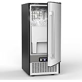 SOZT&reg; Under Counter Ice Maker, 120LBS/24H Commercial Ice Machine | Self-Cleaning &amp; 24H Timer, 30LBS Storage - Reversible Door, Built-in/Freestanding Design for Home Bar Cafe Restaurant