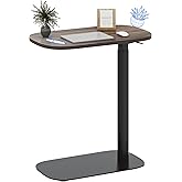 FLEXISPOT 24''Adjustable C Table Gas Spring Mobile Side End Table | Adjustable apartment C tables, Bedside table for sofa and couch. Laptop Rolling Cart TV Tray, 23.6" W x 13.8" D,Rustic Brown