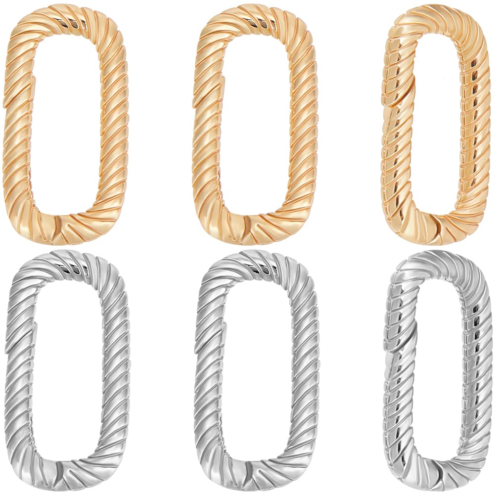 Beebeecraft 10Pcs 2 Colors Jewelry Oval Clasp Gate Ring 18K Gold & Platinum Plated Brass Snap Hooks Carabiner Clasp Keyring Buckle Spring Clip for Jewelry Making Supplies Necklace Bracelet DIY Crafts