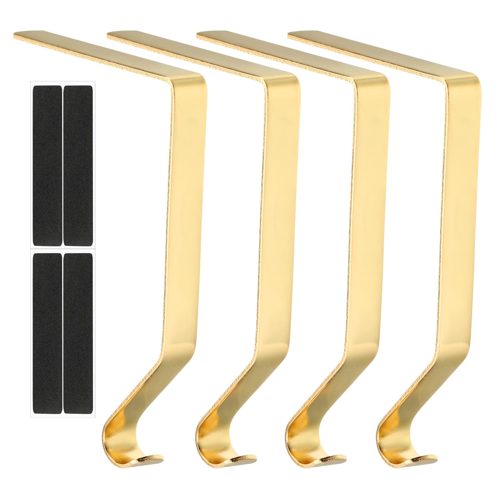 PATIKIL Christmas Stocking Holders, 4pcs Stocking Holder Stand Metal Hooks Reusable for Fireplace Indoor Decorations Garland, Gold