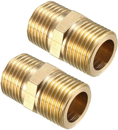 BE-TOOL 2pk BSP 3/8" Male to 3/8" Male Brass Straight Pipe Connector Adapter