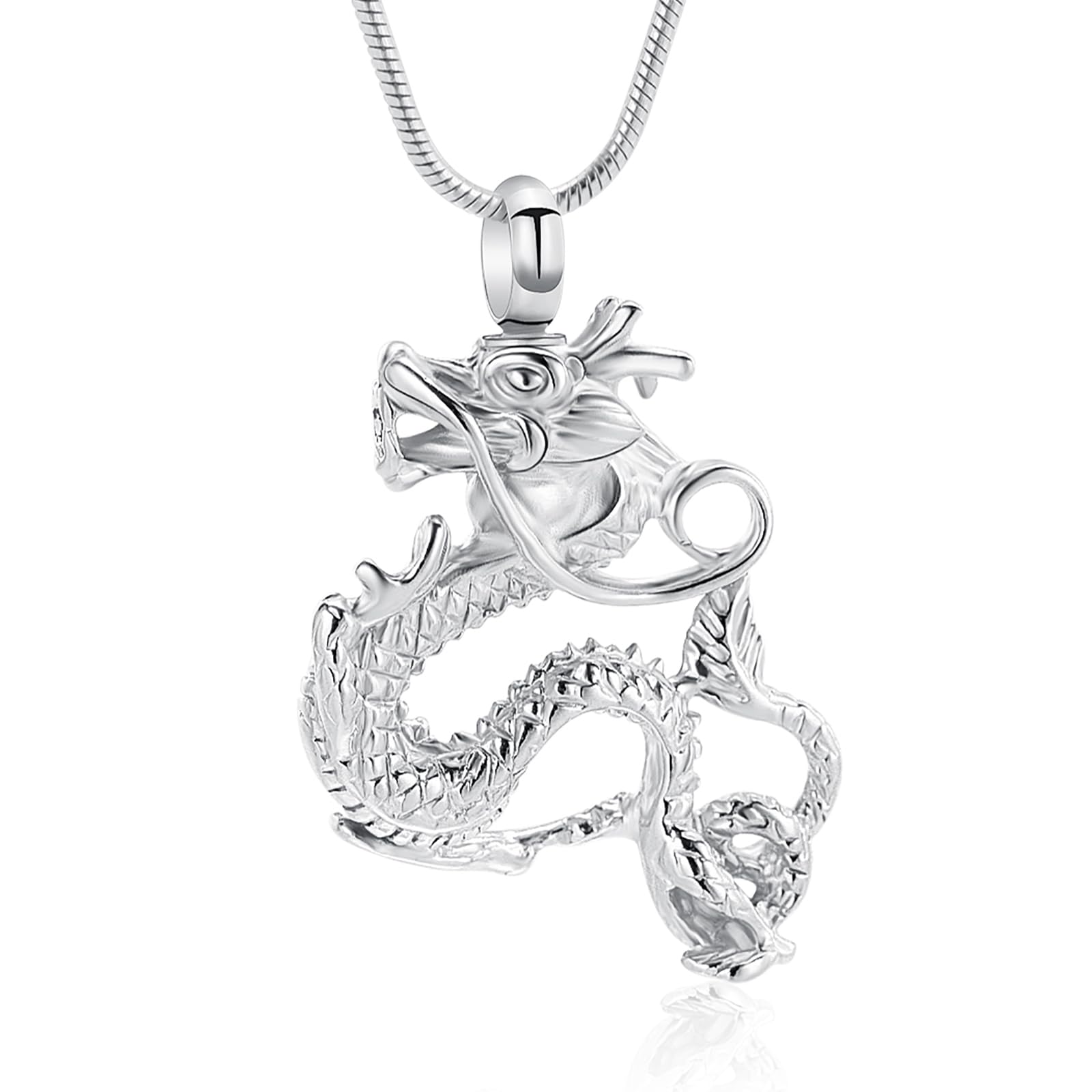 Cremation Jewelry for Ashes Stainless Steel Dragon Urn Necklace Keepsake Human Pet Ashes Holder Memorial Pendant for Women Men
