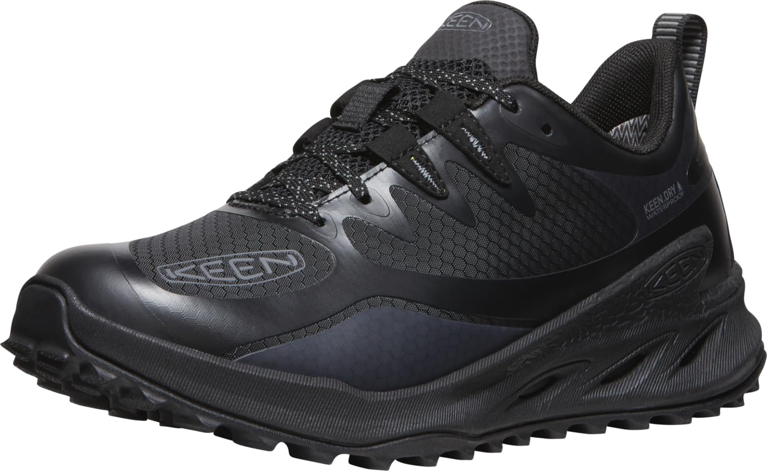 KEEN Women’s Zionic Low Height Waterproof All Terrain Hiking Shoes, Black/Black, 6