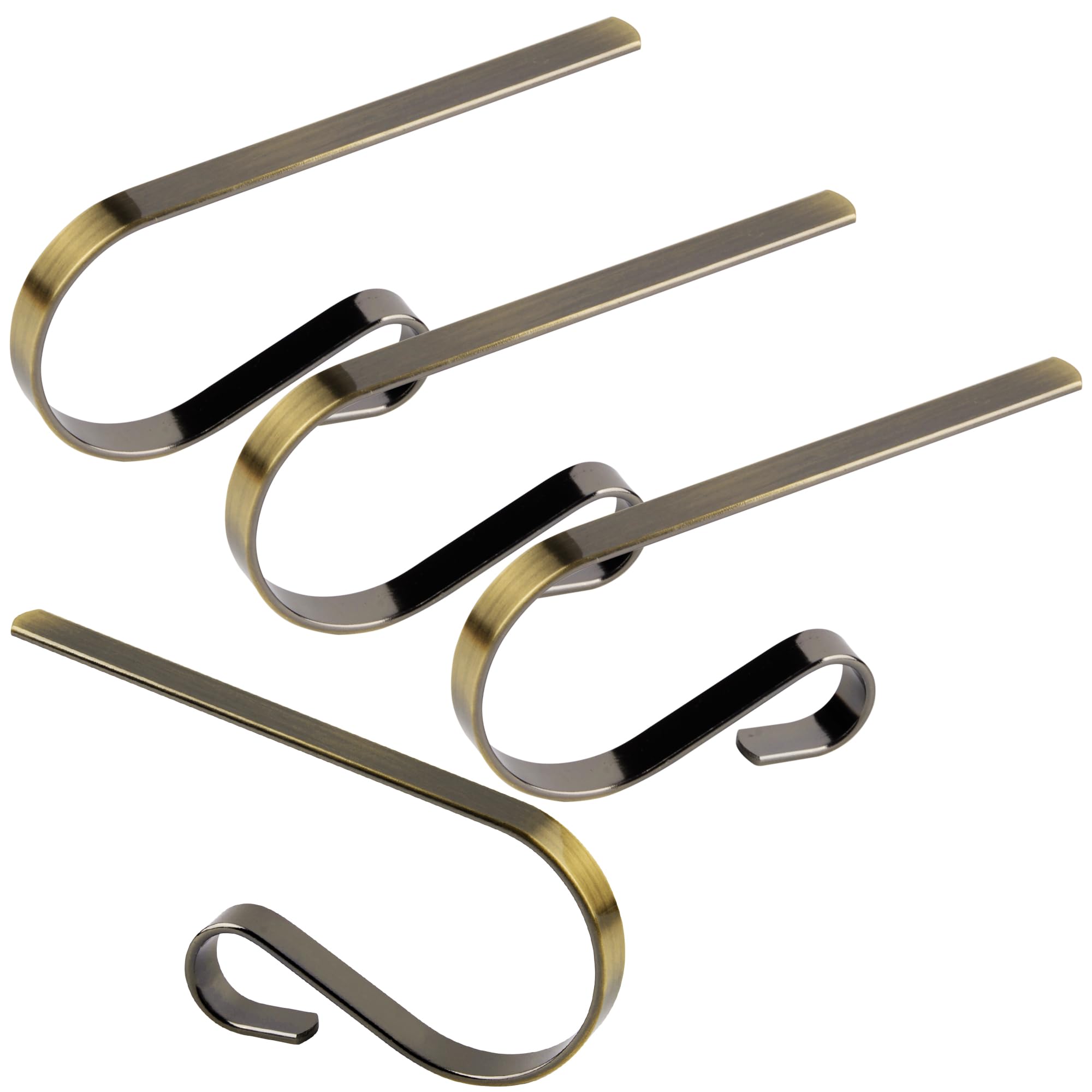 KEYIDO Christmas Stocking Holders Hangers Christmas Stocking Hooks for Fireplace Mantle Metal Xmas Stockings & Holders for Hanging Bronze Pack of 4