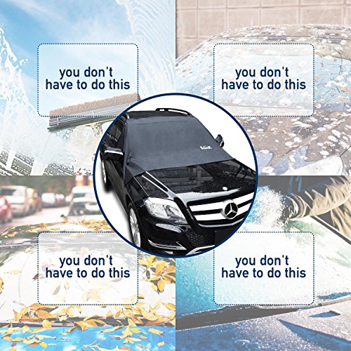 SlimK Magnetic Windshield Cover for Ice and Snow Fits Any Car, Truck, SUV, Van or Automobile - 4 Seasons Smart Use - Top Quality Exterior Auto Snow Windshield Cover Magnetic Edges No Need Ice Scraper