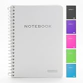 BAZIC PRODUCTS College-Ruled Personal Assignment Notebook, 5x7, 6-Set | Poly personal/assignment spiral notebook, 100 college-ruled sheets, Wire binding, 5 x 7 in, Tear-out pages