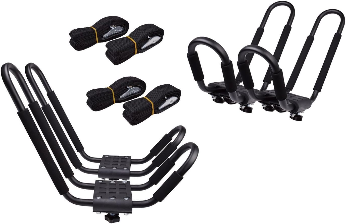 SY 009b 2 Pairs J-Bar Rack HD Kayak Carrier Canoe Boat Surf Ski Roof Top Mount Car SUV Crossbar
