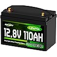 12V 110Ah LiFePO4 Battery, 1280Wh Deep Cycle Lithium Battery with 100A BMS, Support in Series Parallel, Over 4000+ Rechargeable Cycles for Camper, RV, Road-Trip, Wireless Lawn Mover