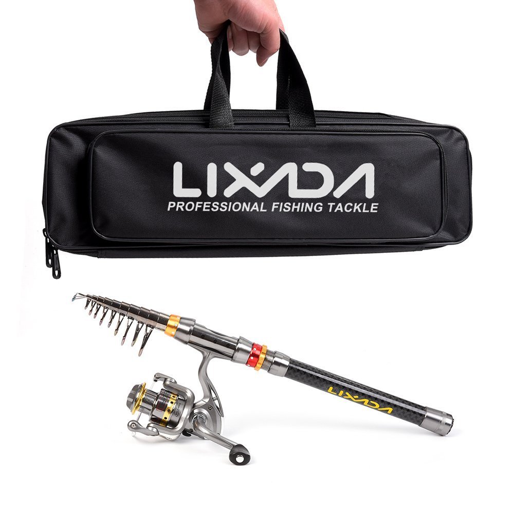 Lixada Fishing Rod Reel Combo Fishing Rod Reel Kit with Carbon Fiber Fishing Rod Pole + Spinning Fishing Reel + Fishing Tackle Carrier Bag Case Fishing Gear Set