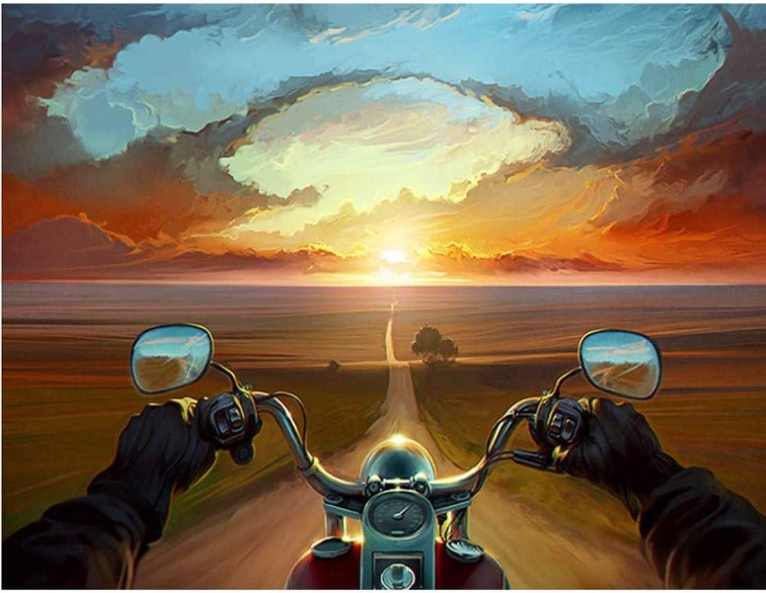 DIY 5D Diamond Painting Motorcycle Tree by Number Kits, Full Drill Crystal Diamond Embroidery Painting Cross Stitch for Home Decor (A, 12x16inch)