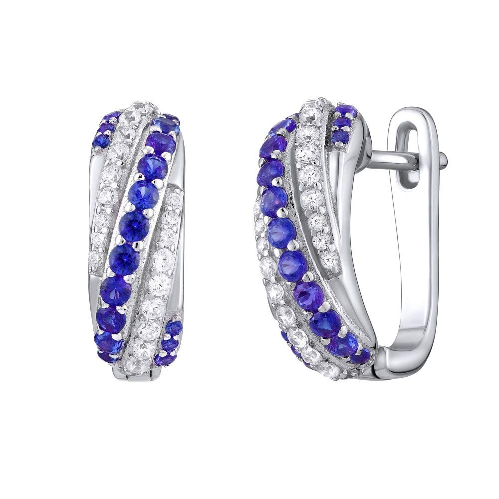 SILVEGO - MW14168AS - Women 925 Sterling Silver Earrings with Synthetic Sapphire