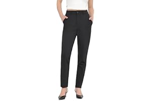 Bamans Dress Pants for Women High Waisted Skinny Leg Pants Work Business Trousers Formal Office Tummy Control Slacks Large Black