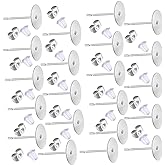 600 PCS 5MM Hypoallergenic Stainless Steel Earrings Posts Flat Pad Blank Earring Pin Studs with Butterfly Earring Backs and Silicone Bullet Earring Backs for Jewelry Making Findings