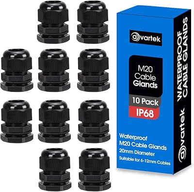 AVARTEK 10x M20 20mm IP68 Waterproof Cable Glands 6-12mm Black Nylon
