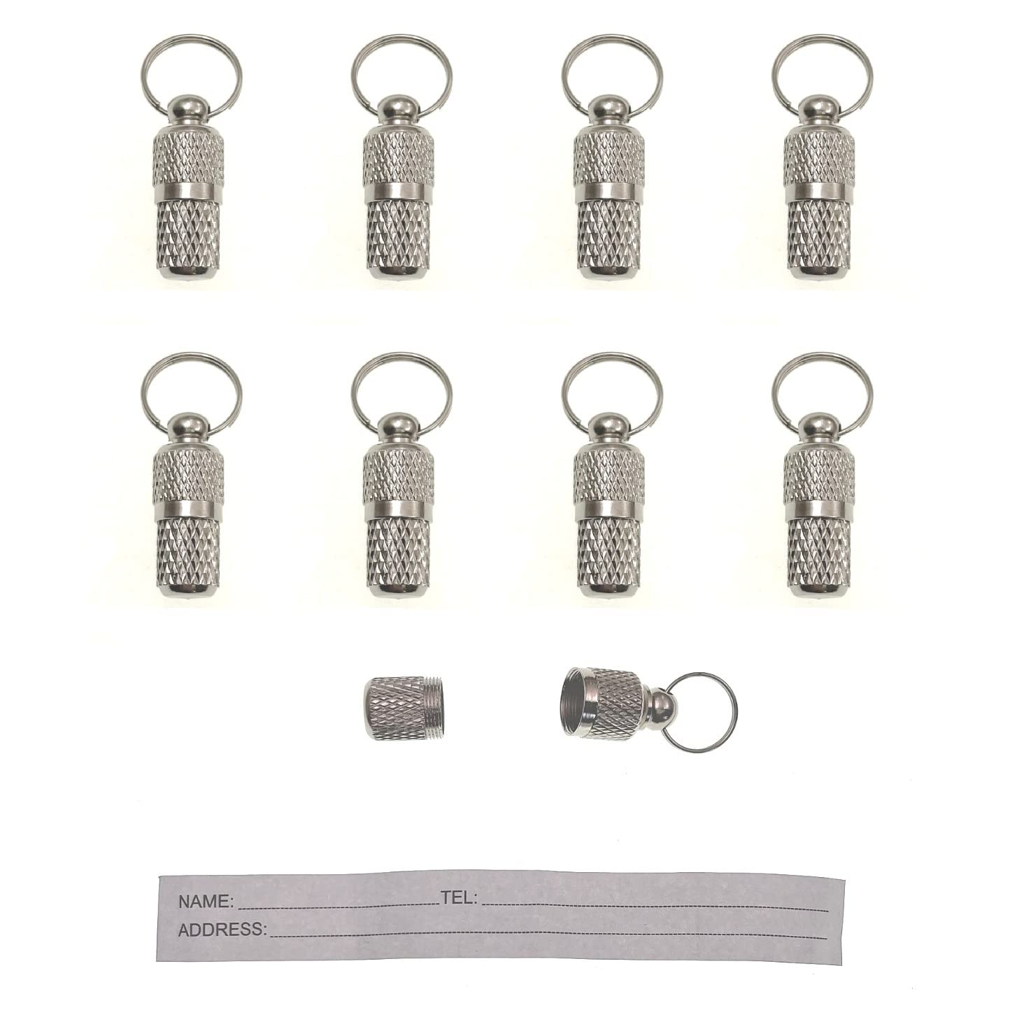 JZK 8 Pcs Dog ID tag Barrel with Name Address Phone Number Ticket, Dog tag Capsule for Collar, Dog id Tube, Small cat ID tag, pet id tag