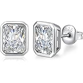 Jiahanzb Brilliant Heart-cut/Oval-cut/Trillion-cut/Cushion-cut/Emerald-cut/Marquise-cut Stud, 925 Sterling Silver Cubic Zirconia Stud Earrings for Women Men