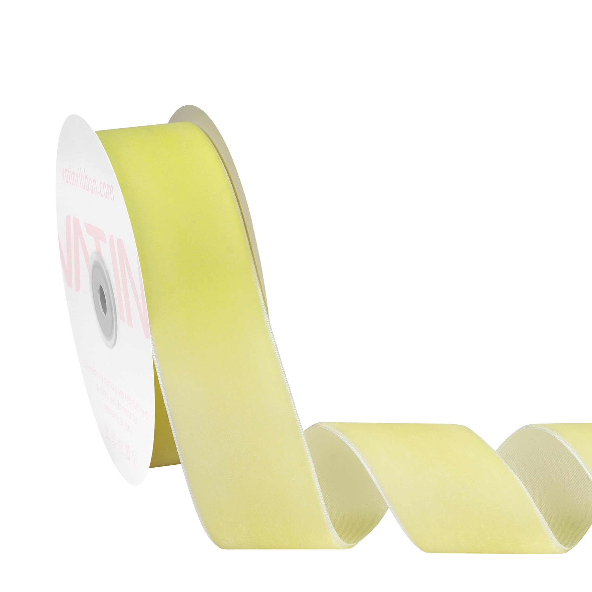 VATIN 38mm Wide Nylon Woven Vintage Light Yellow Velvet Ribbons by 9 Metres Spool, Black, Perfect use for Choker, Gift Wrapping, Floral Bouquets, Hair Bows