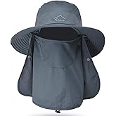 Fishing Hat for Men & Women, Outdoor UV Sun Protection Wide Brim Hat with Face Cover & Neck Flap