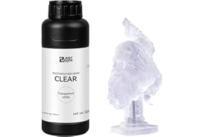 JUSTMAKER 3D Printer Resin Clear Resin, High Transparency Resin, 405nm Standard Photopolymer Resin, Yellowing Resistance and Wide Compatibility 3D Printing Resin, 1KG - Clear